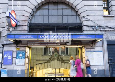 Front entrance to Baker street train station London underground England Stock Photo