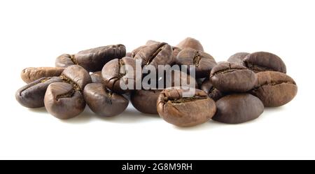 Group of roasted coffee beans isolated on white background Stock Photo