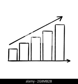 Graphic chart with arrow up sketch illustration. Vector hand drawn icon with business or strathegy concept. Stock Vector