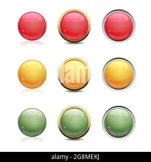 Vector illustration of plain glass buttons with currency symbols Stock Vector
