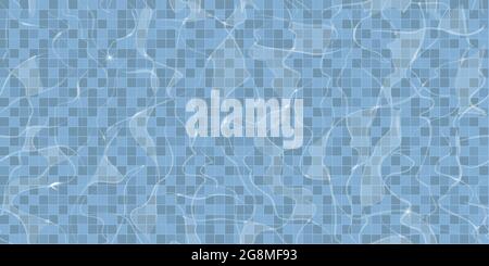 Reflections on water surface of swimming pool showing blue tiles beneath Stock Vector