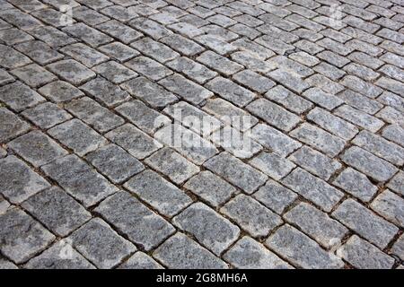 Paving stone texture. Old grey stone pavement background. Isometry. Stone texture for the design. Stock Photo