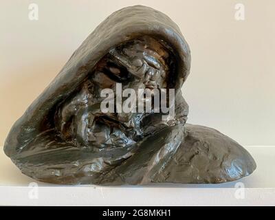 Head of Joseph of Arimathea, bronze sculpture in Ivan Mestrovic Gallery, Split, Croatia Stock Photo