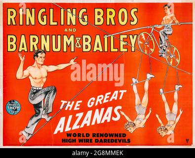 24x32 1940s Ringling Barnum & Bailey Lion & Tiger Circus Poster 