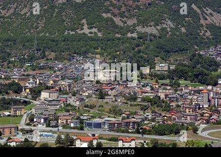 Chatillon, Aosta Valley, Italy - 07/10/2021- Top view of the city Stock Photo