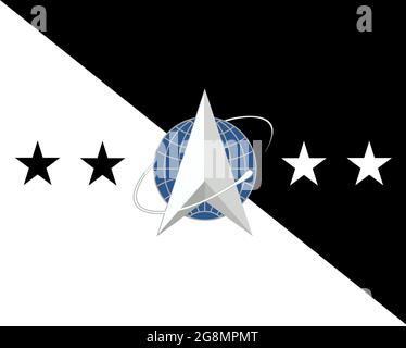 Minsk, Belarus - May, 2021: Top view of flag of Chief of Space Operations, no flagpole. Plane design, layout. Flag background. Stock Photo