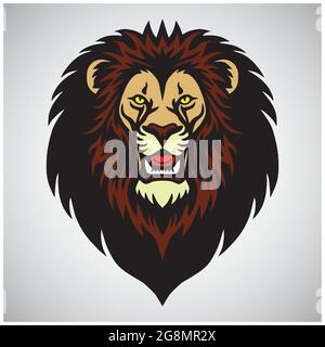 Lion Head Roar Mascot Logo Design Vector Cartoon Illustration Stock Vector