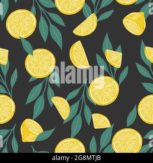 Seamless pattern of hand drawn lemons. Doodle hand drawn pattern Stock Vector