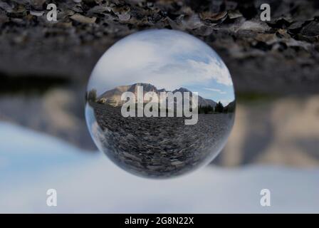 Image in Great Basin national park using a glass ball. Stock Photo