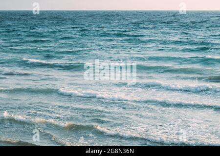 Riplpe Sea Ocean Water Surface With Small Waves. Background Stock Photo