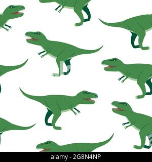 Seamless pattern with angry Tyrannosaurus rex cartoon characters for children design, textile and accessories. Stock Vector