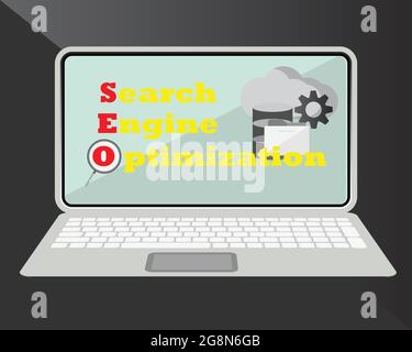 SEO Search Engine Optimization concept for ranking traffic on website, internet technology for business company Stock Vector