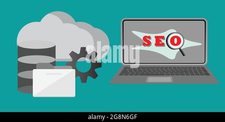 SEO Search Engine Optimization concept for ranking traffic on website, internet technology for business company Stock Vector
