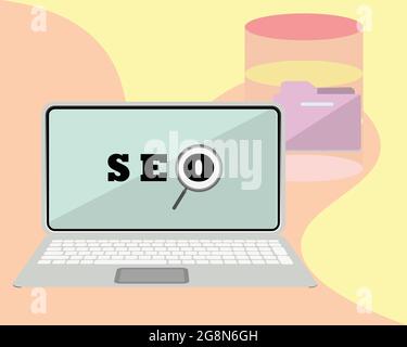 SEO Search Engine Optimization concept for ranking traffic on website, internet technology for business company Stock Vector