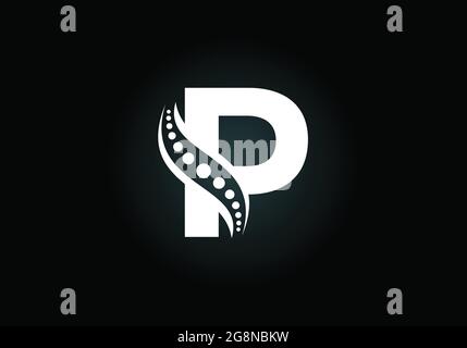 Initial P monogram letter alphabet with chiropractic spine logo. Spinal care icon. Font emblem. Modern logotype for orthopedic business Stock Vector