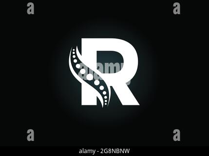 Initial R monogram letter alphabet with chiropractic spine logo. Spinal care icon. Font emblem. Modern logotype for orthopedic business Stock Vector