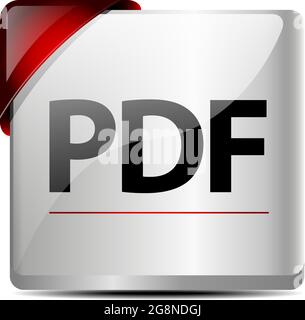 Design of a glossy/metallic PDF Download button/icon Stock Vector