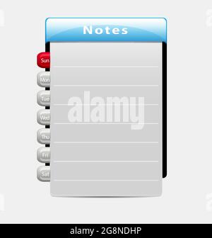 Illustration of a template for week-related notes/remarks Stock Vector