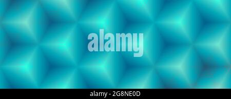 Abstract cubic textured geometric pattern. Symmetric hexagon ornament in blue-cyan color, design for poster, banner, card, template, digital paper, wallpaper, background. Stock Vector
