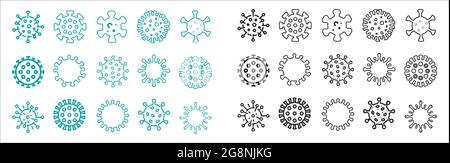 Set of virus bacteria line icon set Stock Vector