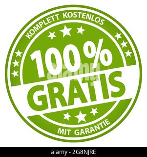 eps vector file. Round button for business and advertising usage, isolated on white background. With text 100% gratis (german) Stock Vector