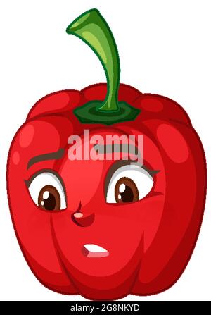 Capsicum cartoon character with facial expression illustration Stock Vector