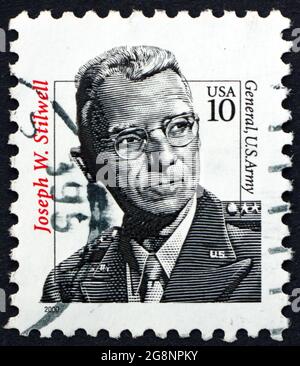 USA - CIRCA 1970: a stamp printed in the USA shows General Joseph Warren Stilwell (1883-1946), was a United States Army general who served in the Chin Stock Photo
