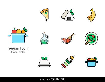 vegan, vegetarian vector icon set Stock Photo