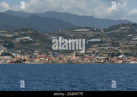 santo stefano al mare village view from the sea landscape Stock Photo