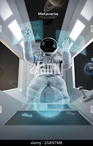 Space Experience in Virtual Space, Metaverse Stock Photo