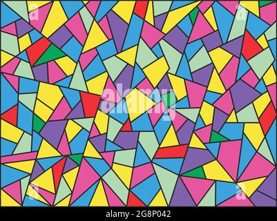 Abstract background from elements of different shapes arranged in a mosaic style. The elements inside can be repainted. Stock Vector
