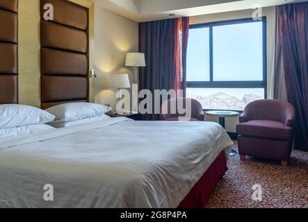 Standard guest room in petra Marriott Hotel. Wadi Musa, Jordan, Middle East Stock Photo