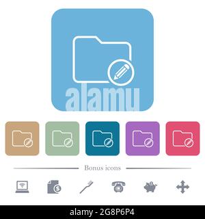 Edit directory white flat icons on color rounded square backgrounds. 6 bonus icons included Stock Vector
