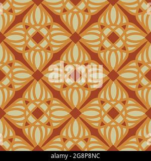 Seamless vector pattern with Arabic texture on brown background. Decorative tribal flower wallpaper design. Moroccan fashion textile. Stock Vector
