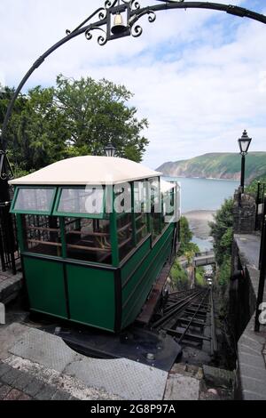 Railway Carriage On The Lynton and Lynmouth Cliff Railway In North Devon England UK Stock Photo