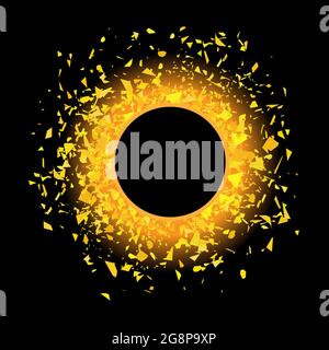 Total Solar Eclipse on Black Background. Abstract Light Effect. Space Landscape Stock Vector