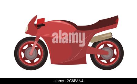 Sports Bike cartoon. The illustration is isolated on a white background. Side view. Cool motorcycle. Vector Stock Vector