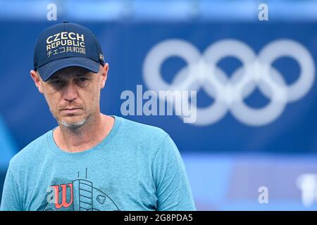 Tokyo, Japan. 22nd July, 2021. Czech coach of tennis players Petr Pala during the training session prior to the women's tennis competition at the 2020 Summer Olympics, Thursday, July 22, 2021, in Tokyo, Japan. Credit: Ondrej Deml/CTK Photo/Alamy Live News Stock Photo