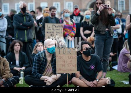 Bristol, UK. 30th March 2021. The fourth Bristol protest against the police & crime bill takes place at College Green in the centre of the south west city. Approximately 500 demonstrators have so far turned out, listening to speeches as police keep a low profile. Stock Photo