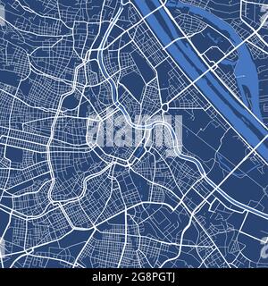 Detailed map poster of Vienna city administrative area. Cityscape panorama. Decorative graphic tourist map of Vienna territory. Royalty free vector il Stock Vector