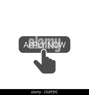 Apply now icon in flat style. Finger cursor vector illustration. Click button business concept Stock Vector