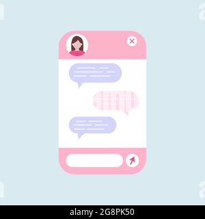 Chat bot dialoge window with woman icon isolated. Stock Vector