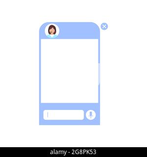 Chat bot dialoge window with woman in headset isolated. Stock Vector
