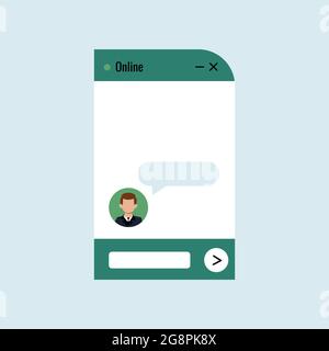 Chat bot dialoge window with man in business suit Stock Vector