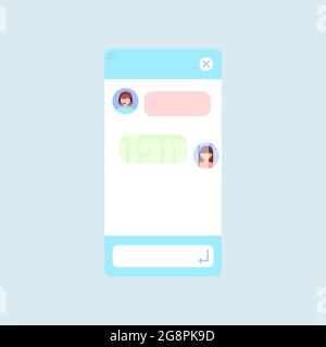 Chat bot dialoge window interface with woman headset isolated. Stock Vector