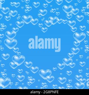 Heart shaped bubbles frame with empty space Stock Vector