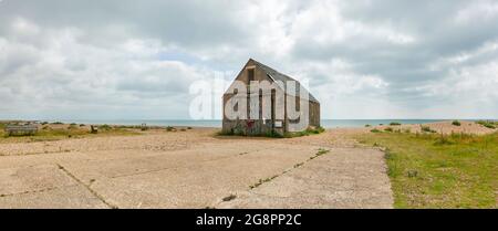 Rye harbour and the old RNLI Mary Stanford lifeboat house memorial East Sussex Stock Photo