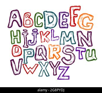 Colorful letters. Cheerful graphic letters. Vector illustration Stock ...