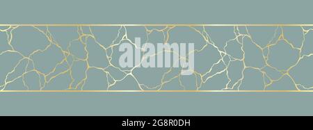 Abstract hand drawn seamless pattern, kintsugi background with gold gradient, organic surface, great for textiles, banners, wallpapers, tiles - vector Stock Vector