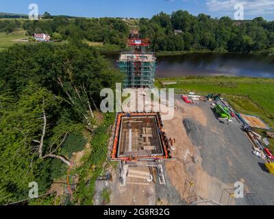 The Union Chain Bridge under renovation work by the Hull based Spencer Engineering Stock Photo